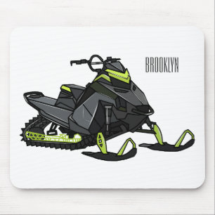 Snowmobile cartoon illustration mouse pad