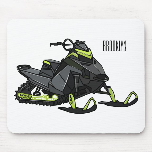 Snowmobile cartoon illustration  mouse pad (Front)