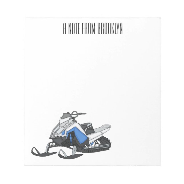 Snowmobile cartoon illustration  notepad (Front)