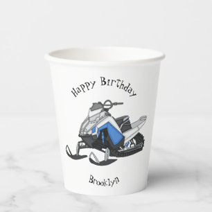 Snowmobile cartoon illustration paper cups