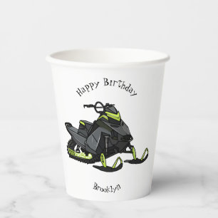 Snowmobile cartoon illustration paper cups