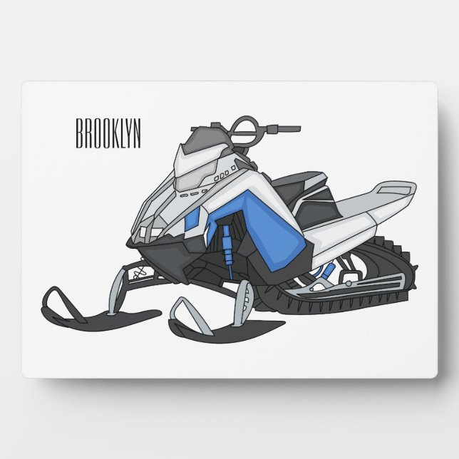 Snowmobile cartoon illustration plaque (Front)