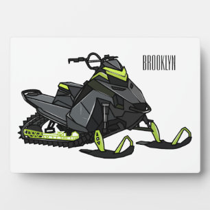 Snowmobile cartoon illustration plaque