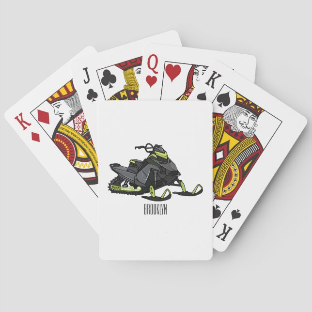 Snowmobile cartoon illustration  playing cards (Back)