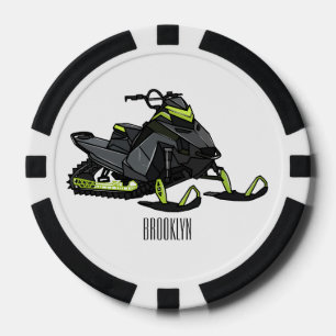 Snowmobile cartoon illustration poker chips