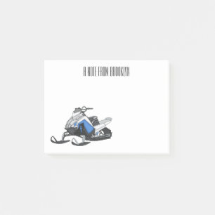 Snowmobile cartoon illustration  post-it notes
