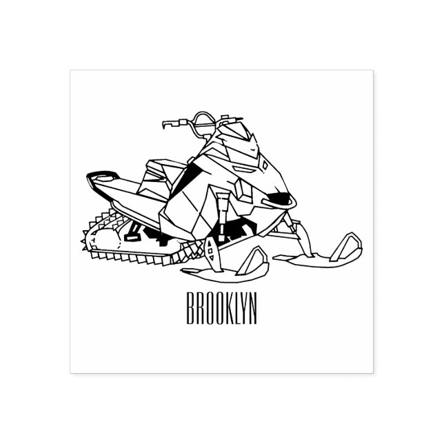 Snowmobile cartoon illustration rubber stamp (Imprint)