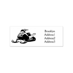 Snowmobile cartoon illustration rubber stamp