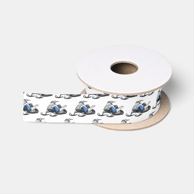 Snowmobile cartoon illustration satin ribbon (Spool)