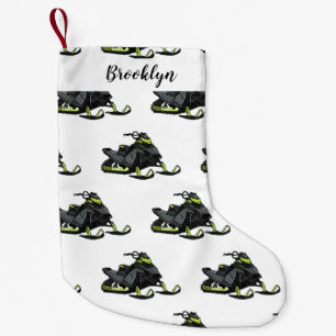 Snowmobile cartoon illustration small christmas stocking