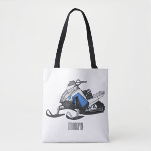 Snowmobile cartoon illustration tote bag
