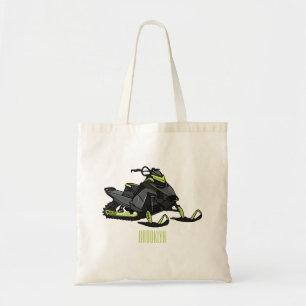 Snowmobile cartoon illustration tote bag