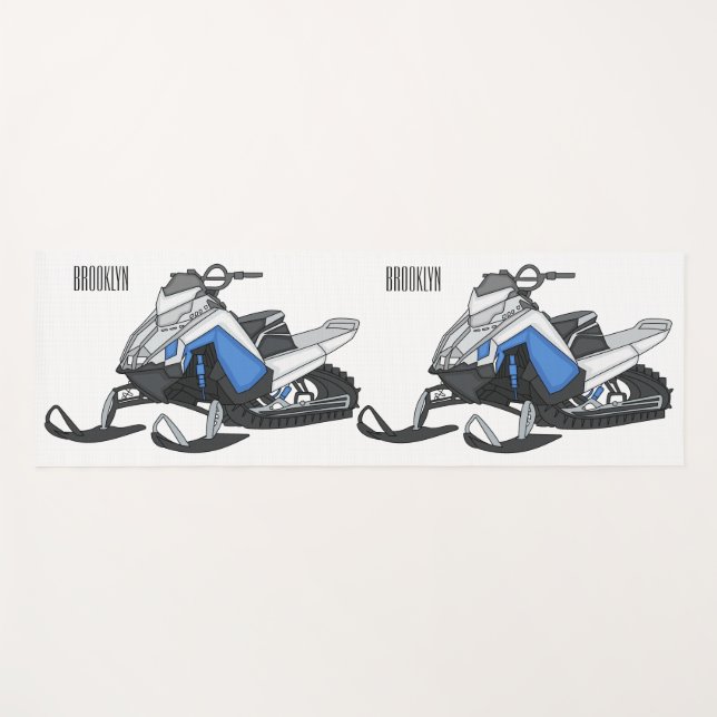Snowmobile cartoon illustration  yoga mat (Front (Horizontal))