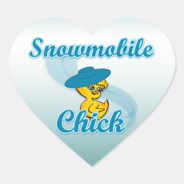 Snowmobile Chick #3 Heart Sticker (Front)