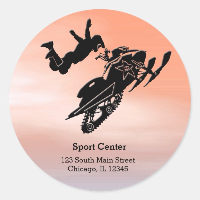 Snowmobile Classic Round Sticker (Front)