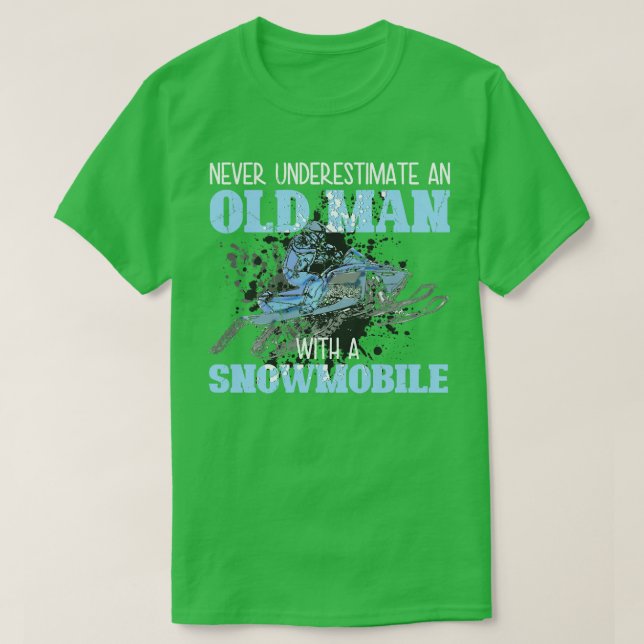 Snowmobile Gear Old Man Beard Snowmobile Helmet Sn T-Shirt (Design Front)