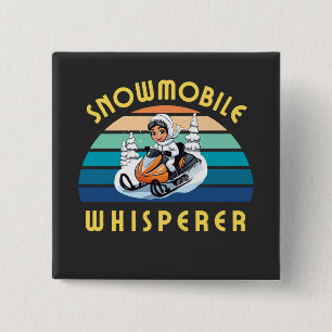 snowmobile girl winters holiday 15 cm square badge