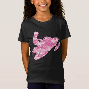 Snowmobile in Pink Camouflage T-Shirt