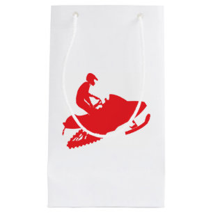 Snowmobile in Red and Green Small Gift Bag