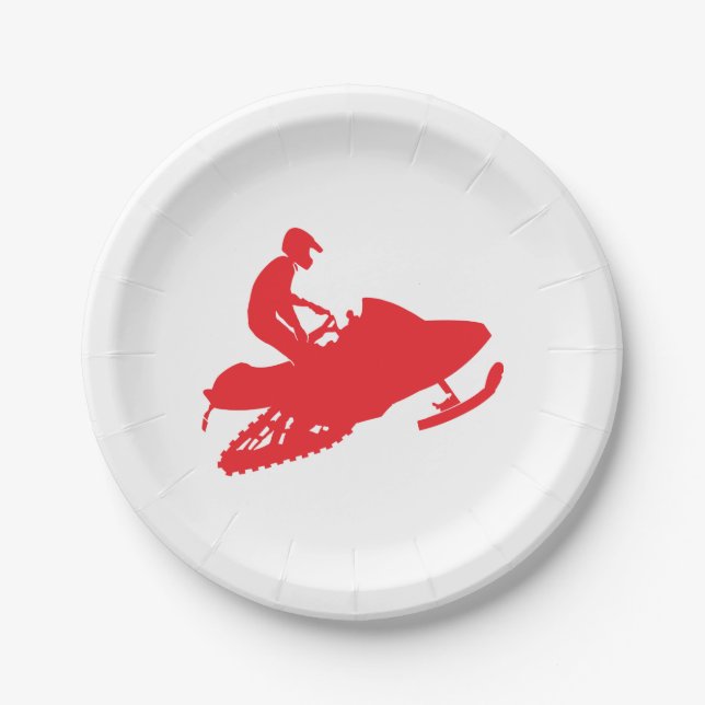 Snowmobile in Red Paper Plate (Front)