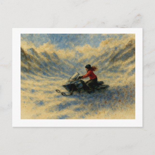 Snowmobile In The Mountains,  Postcard (Front)