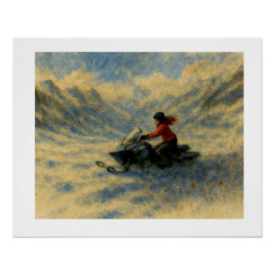 Snowmobile In The Mountains, Poster
