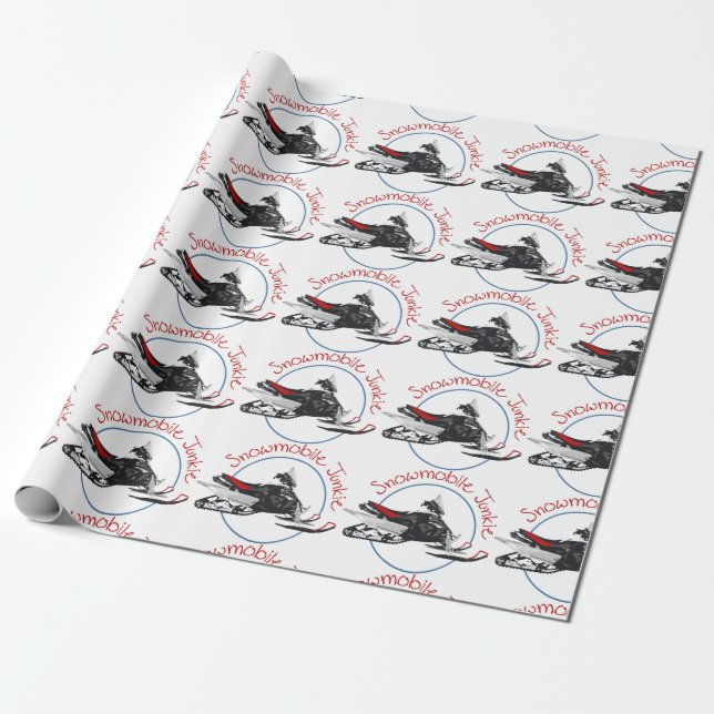 Snowmobile Junkie Wrapping Paper (Unrolled)