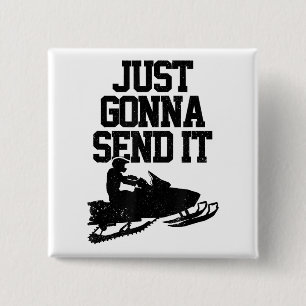Snowmobile Just Gonna Send It Funny Motor Sled Gif 15 Cm Square Badge