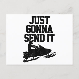 Snowmobile Just Gonna Send It Funny Motor Sled Gif Postcard