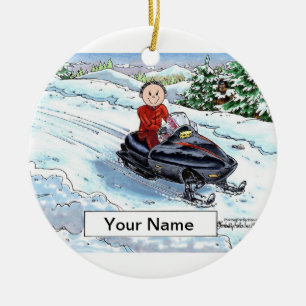 Snowmobile - Male Ceramic Tree Decoration