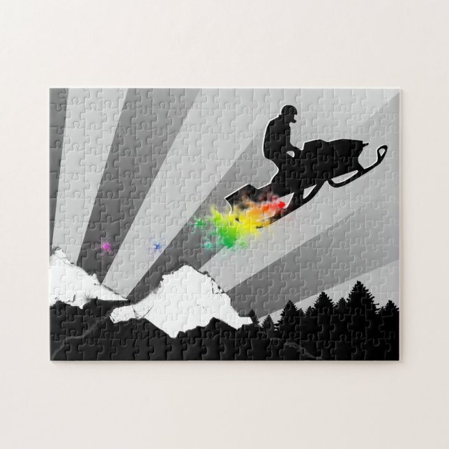 snowmobile powder trail jigsaw puzzle (Horizontal)