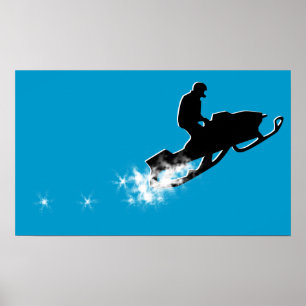 snowmobile. powder trail. poster