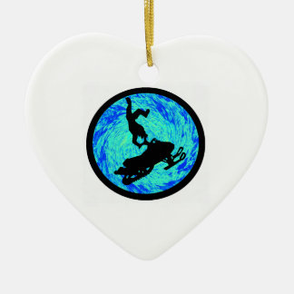 SNOWMOBILE RAISED LEVEL CERAMIC TREE DECORATION