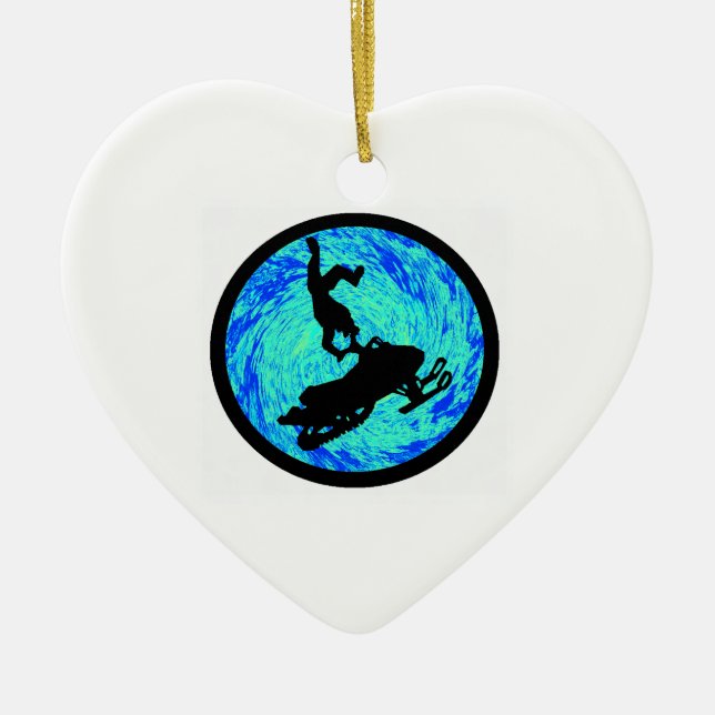 SNOWMOBILE RAISED LEVEL CERAMIC TREE DECORATION (Front)