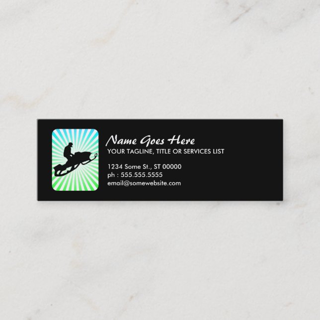 snowmobile : retro rays : mini business card (Front)