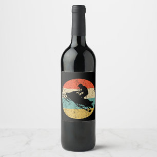 Snowmobile Retro Style Snowmobiling Wine Label