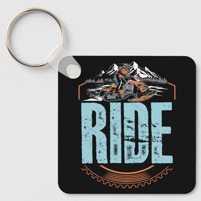 Snowmobile Ride Snowmobiling Winter Adventure Spor Key Ring (Front)