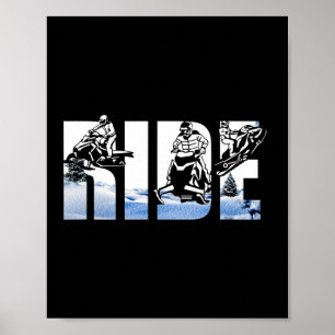 Snowmobile Ride Snowmobiling Winter Sport Skiers S Poster