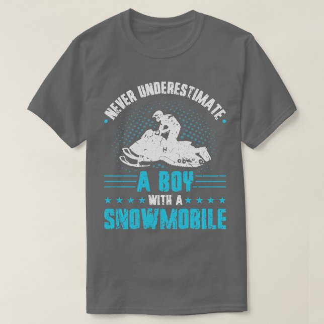 Snowmobile Riding Boy Snowmobile T-Shirt (Design Front)