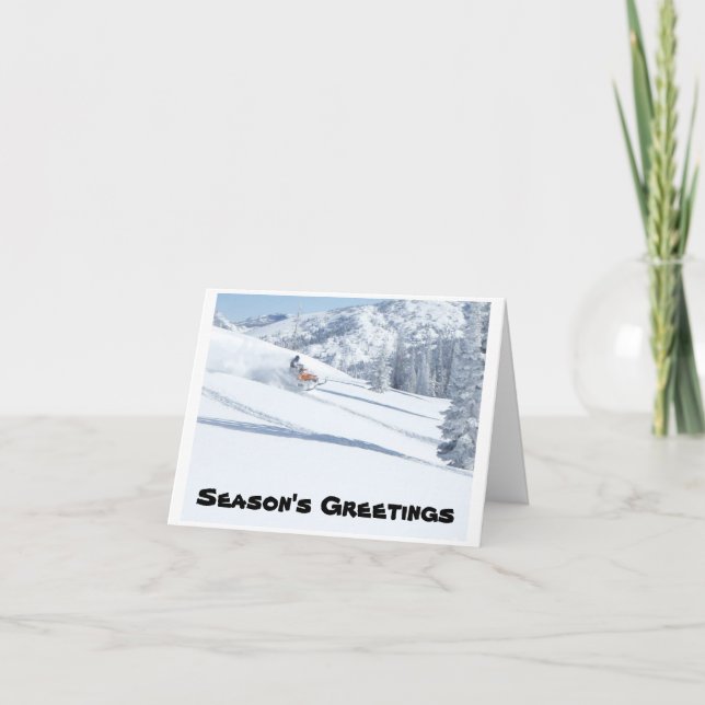snowmobile, Season's Greetings Holiday Card (Front)