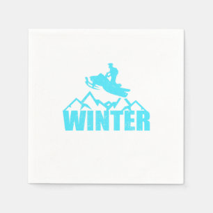 Snowmobile Silhouette Snowmobiling Rider Winter Napkin
