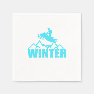 Snowmobile Silhouette Snowmobiling Rider Winter Napkin