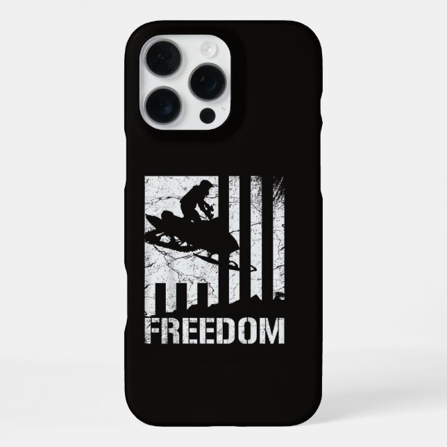 Snowmobile Snowmobiling Freedom Flag iPhone Case (Back)