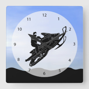 Snowmobile Square Wall Clock