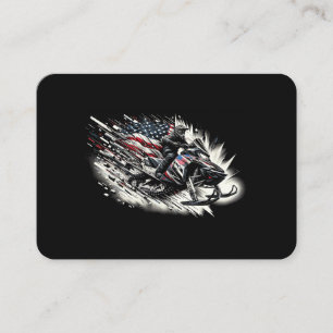Snowmobile T Snowmobiling Freedom Flag Long Sleeve Business Card