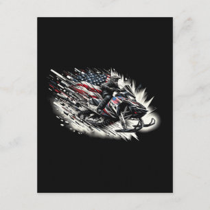 Snowmobile T Snowmobiling Freedom Flag Long Sleeve Enclosure Card