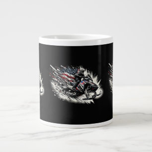 Snowmobile T Snowmobiling Freedom Flag Long Sleeve Large Coffee Mug
