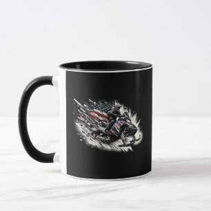 Snowmobile T Snowmobiling Freedom Flag Long Sleeve Mug