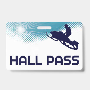 Snowmobile Teacher Hall Pass ID Badge