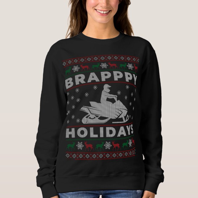 Snowmobile Ugly Christmas Sweater Gift for Snowmob (Front)